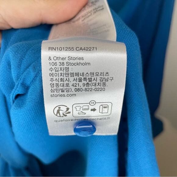 & Other Stories Mini Faux Wrap Satin Shirtdress Size 8 - Picture 7 of 10